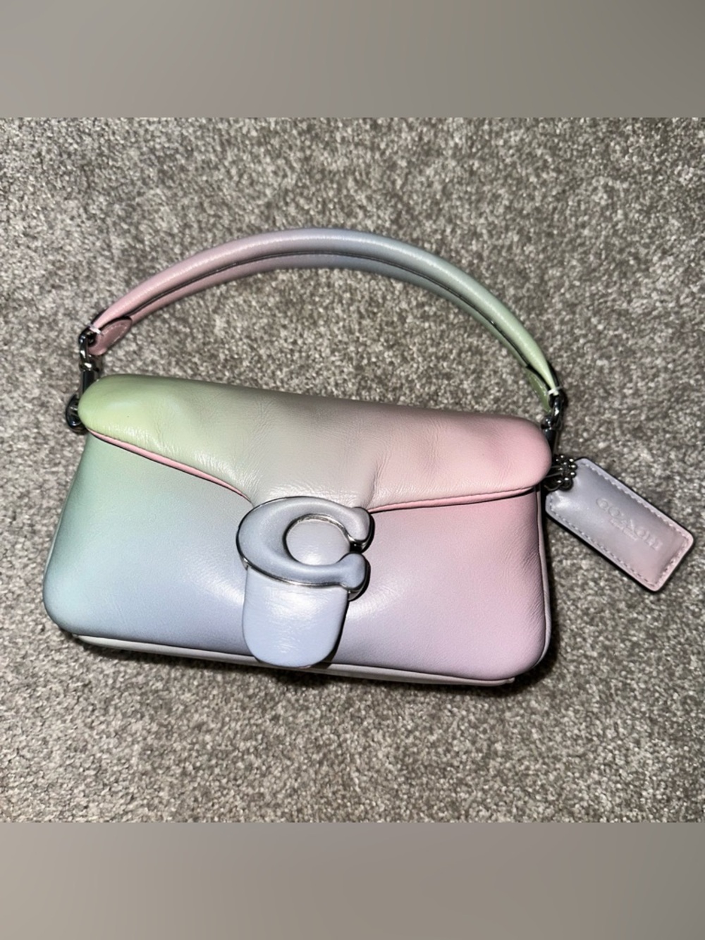 Coach Pastel Ombre Pillow Tabby 18 Leather Bag in Pink, Green & Blue
